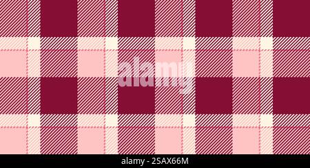 Cosy textile fabric plaid, yard vector check pattern. Elegant background tartan seamless texture in red and light color. Stock Vector