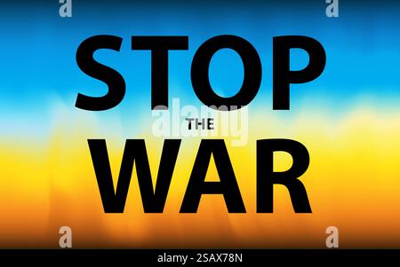 Stop war in Ukraine banner on abstract modern ukrainian flag background. National freedom symbol design.. Stop war in Ukraine banner on abstract modern ukrainian flag background. National freedom symbol. Stock Vector
