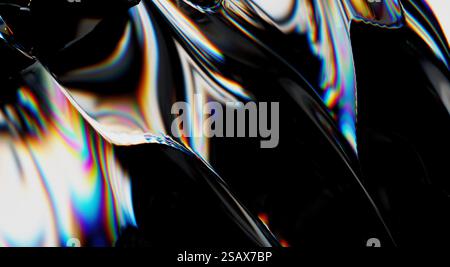 Iridescent Glass Waves with Spectrum Highlights Stock Photo