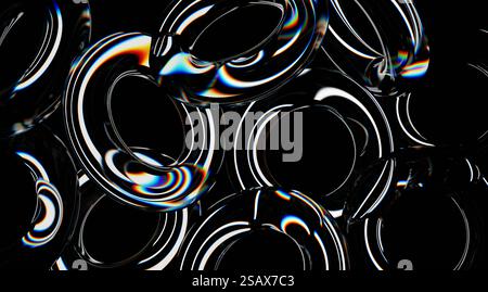 Modern 3D Composition of Reflective Glass Circles Stock Photo