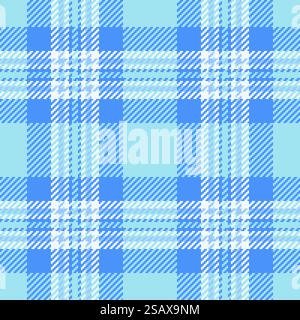 Slim seamless vector check, improvement fabric pattern tartan. Native background plaid textile texture in blue and cyan colors. Stock Vector