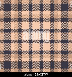 Background texture fabric of check plaid pattern with a vector textile tartan seamless in orange and dark colors. Stock Vector