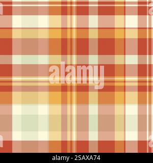 Background tartan texture of plaid seamless fabric with a textile check vector pattern in red and cornsilk colors. Stock Vector
