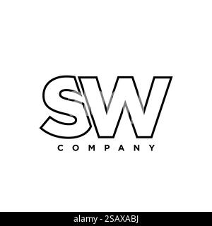 Trendy letter S and W, SW logo design template. Minimal monogram initial based logotype for company identity. Stock Vector
