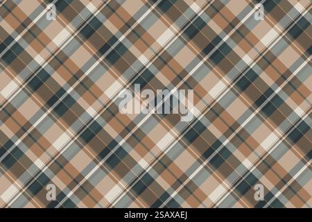 Curtain plaid background tartan, print vector textile texture. Form seamless pattern check fabric in pastel and orange color. Stock Vector