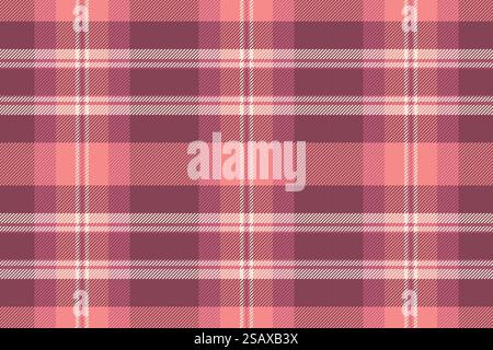 Background pattern plaid of textile vector check with a fabric seamless texture tartan in red and antique white colors.. Background pattern plaid of textile vector check with a fabric seamless texture tartan. Stock Vector