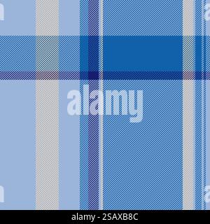 Manufacturing textile fabric pattern, winter texture background check. Female vector tartan plaid seamless in light and cyan colors.. Textile fabric pattern of texture background check with a vector tartan plaid seamless. Stock Vector