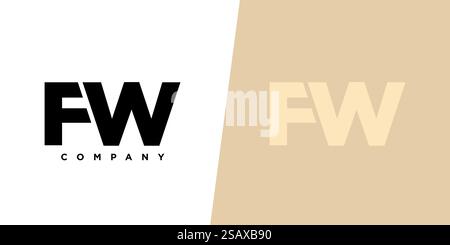 Trendy letter F and W, FW logo design template. Minimal monogram initial based logotype for company identity. Stock Vector