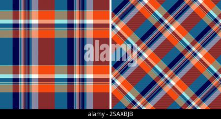 Pattern check background of vector texture tartan with a seamless fabric textile plaid. Set in retro colours. Stylish living room and bedroom decor. Stock Vector