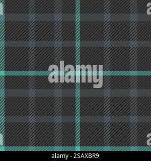 Plaid pattern seamless of check background textile with a fabric tartan vector texture in black and grey colors. Stock Vector