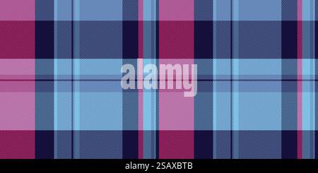 Japanese textile tartan texture, identity seamless check vector. Equal pattern background fabric plaid in dark and blue color. Stock Vector
