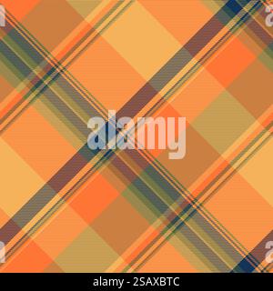 Service textile plaid fabric, hounds check seamless texture. Invitation pattern tartan background vector in orange peel and orange colors.. Textile plaid fabric of check seamless texture with a pattern tartan background vector. Stock Vector