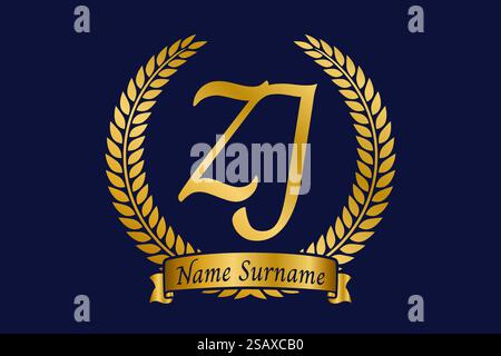 ZJ monogram initial logo design with shield and pillar shape design ...