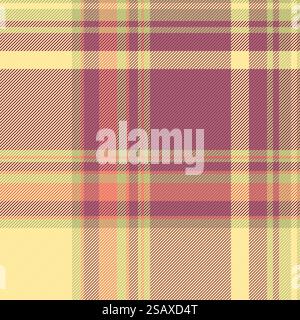 Plaid texture seamless of vector fabric tartan with a check pattern background textile in red and yellow colors.. Plaid texture seamless of vector fabric tartan with a check pattern background textile. Stock Vector