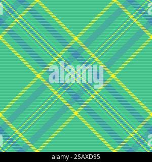 Plaid tartan pattern of check seamless textile with a vector texture background fabric in mint and cyan colors. Stock Vector