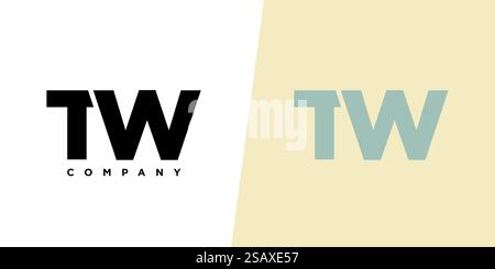 Trendy letter T and W, TW logo design template. Minimal monogram initial based logotype for company identity. Stock Vector