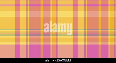 Group tartan vector textile, robe pattern texture seamless. Pillow fabric plaid background check in amber and orange color. Stock Vector