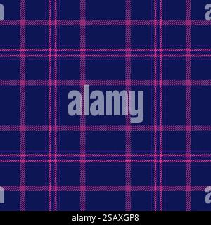 Teal background tartan fabric, bed seamless texture plaid. Professional vector check pattern textile in blue and pink colors. Stock Vector