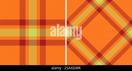 Fabric textile background of vector tartan seamless with a texture plaid check pattern set in food colors. Stock Vector