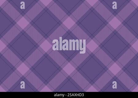 Nice seamless check pattern, day texture background plaid. Doodle textile vector fabric tartan in violet and purple colors.. Seamless check pattern of texture background plaid with a textile vector fabric tartan. Stock Vector