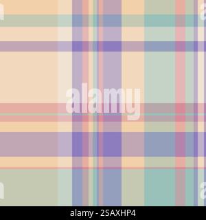 Material texture vector background, front pattern plaid check. Mens shirt tartan textile fabric seamless in pastel and light colors palette. Stock Vector