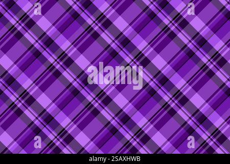 Shabby pattern check vector, platform texture seamless background. Irish textile tartan fabric plaid in violet and dark color.. Shabby pattern check vector, platform texture seamless background. Irish textile tartan fabric plaid in violet and dark colors. Stock Vector