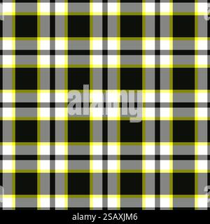 Background textile texture of pattern plaid check with a seamless vector tartan fabric in lime and neutral grey colors. Stock Vector