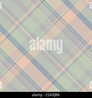 Brazil pattern textile seamless, network check tartan background. Throw plaid fabric vector texture in pastel and grey colors. Stock Vector