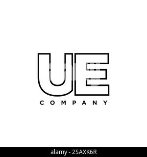 Trendy letter U and E, UE logo design template. Minimal monogram initial based logotype for company identity. Stock Vector