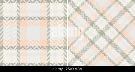 Texture check textile of seamless fabric plaid with a tartan pattern vector background. Set in coffee colours of clothing style trends. Stock Vector