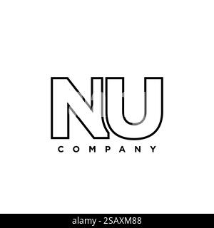 Trendy letter N and U, NU logo design template. Minimal monogram initial based logotype for company identity. Stock Vector
