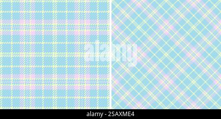 Vector tartan textile of plaid check fabric with a pattern texture seamless background. Set in happy colors. Rich and royal fashion choices. Stock Vector