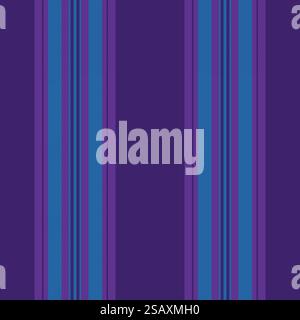 King lines textile vertical, cover seamless fabric stripe. Bedroom background texture vector pattern in violet and cyan colors palette. Stock Vector