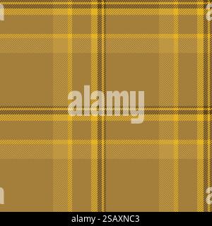 Oriental textile pattern tartan, retail fabric texture seamless. Trade vector plaid check background in amber color. Stock Vector