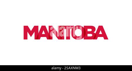 Manitoba in the Canada emblem for print and web. Design features geometric style, vector illustration with bold typography in modern font. Graphic slogan lettering isolated on white background. Stock Vector