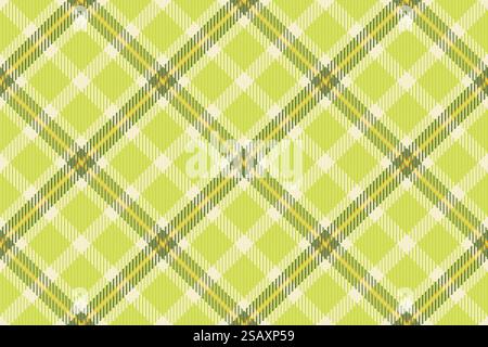 Seamless tartan background of texture vector pattern with a plaid fabric check textile in lime and light colors. Stock Vector