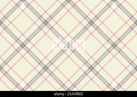 Background seamless pattern of texture vector fabric with a check textile plaid tartan in beige and red colors. Stock Vector