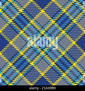 List vector background plaid, simple check fabric texture. Royalty tartan seamless pattern textile in slate gray and blue colors. Stock Vector
