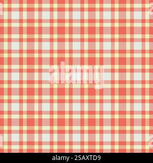 Geometry fabric pattern seamless, turkish texture background check. Structure vector tartan plaid textile in red and light colors palette. Stock Vector
