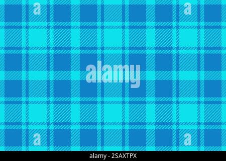 Vibrant seamless fabric texture, delicate background check plaid. Variation textile vector pattern tartan in bright and cyan colors. Stock Vector
