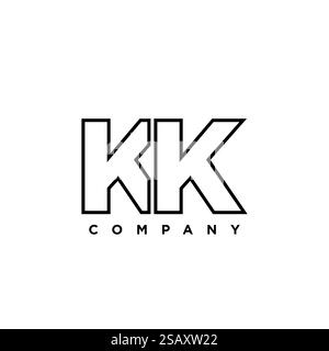 Trendy letter K and K, KK logo design template. Minimal monogram initial based logotype for company identity. Stock Vector