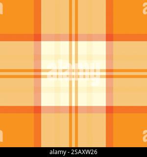 Reel vector texture fabric, tone plaid tartan check. Idea background textile pattern seamless in orange and light yellow colors palette. Stock Vector