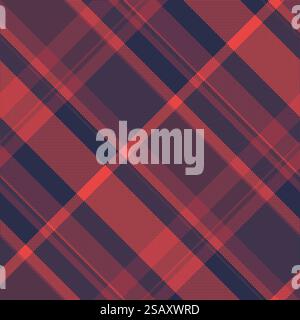 Spring texture pattern textile, suit fabric plaid seamless. Vibrant vector check background tartan in red and pink colors.. Texture pattern textile of fabric plaid seamless with a vector check background tartan. Stock Vector