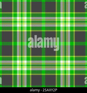 Fabric seamless texture of tartan background plaid with a check pattern vector textile in grey and green colors.. Fabric seamless texture of tartan background plaid with a check pattern vector textile. Stock Vector