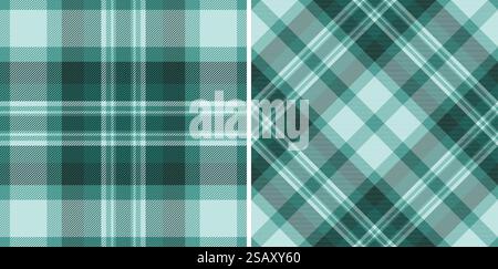 Seamless check tartan of textile background texture with a fabric pattern vector plaid set in cold colors.. Seamless check tartan of textile background texture with a fabric pattern vector plaid. Stock Vector