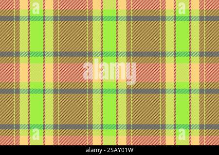 Mixed textile pattern seamless, household texture fabric plaid. Presentation vector background check tartan in red and green colors palette. Stock Vector