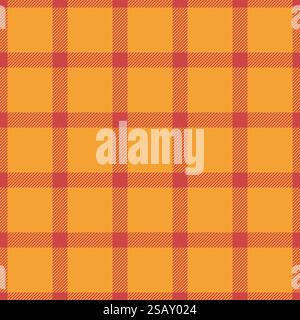 Composition texture textile tartan, poster plaid check pattern. Refresh seamless vector background fabric in red and orange colors palette. Stock Vector