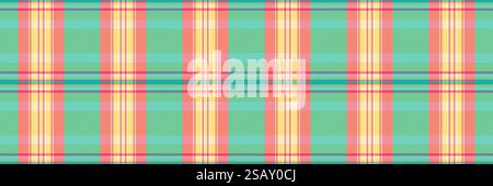 Curtain pattern fabric background, duvet vector plaid texture. Weave seamless tartan check textile in yellow and teal colors palette. Stock Vector