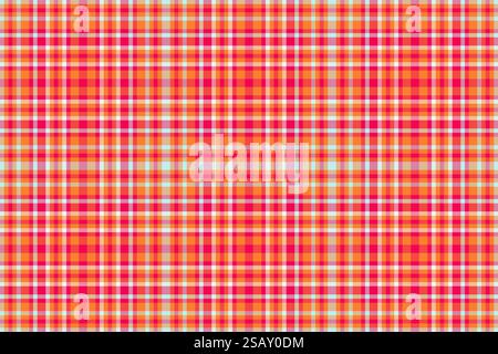 Harmony tartan fabric texture, uk background check seamless. Intense pattern plaid vector textile in orange and bright colors palette. Stock Vector