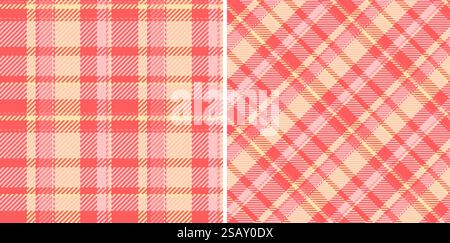 Pattern check texture of tartan fabric background with a textile vector plaid seamless. Set in kids colours for graphic design detailed editable swatch. Stock Vector